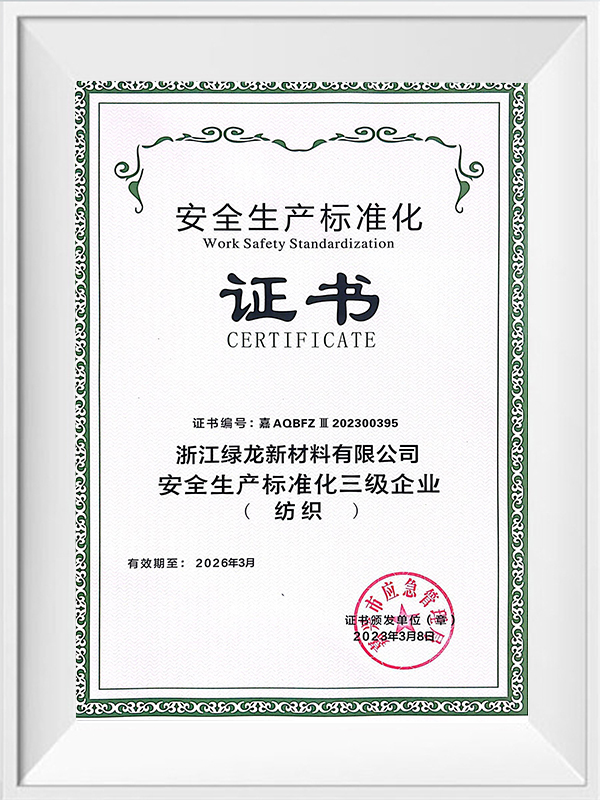Safety production standardization certificate 